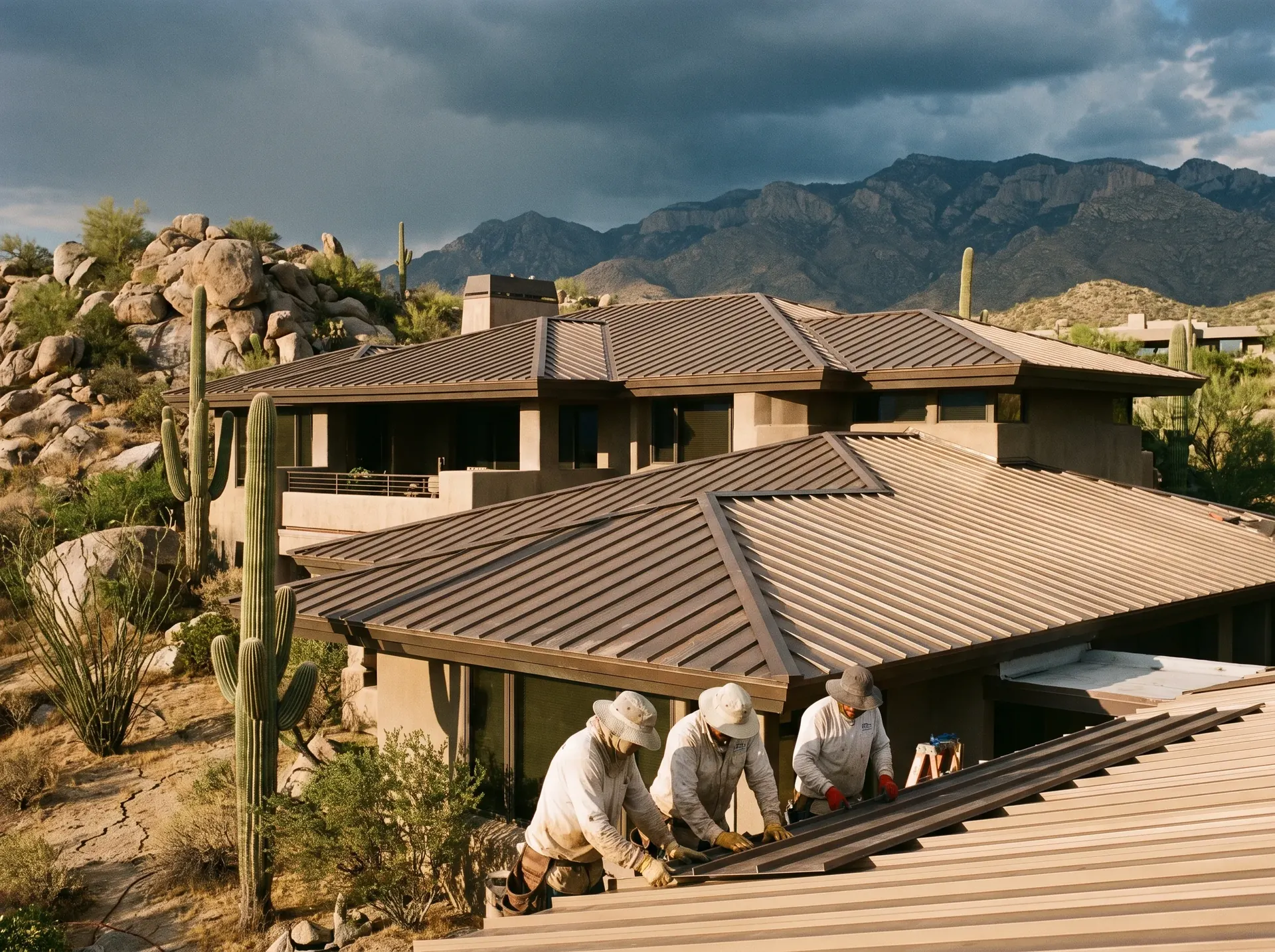 Custom hillside homes in the Catalina Foothills set among saguaro and rock outcrops